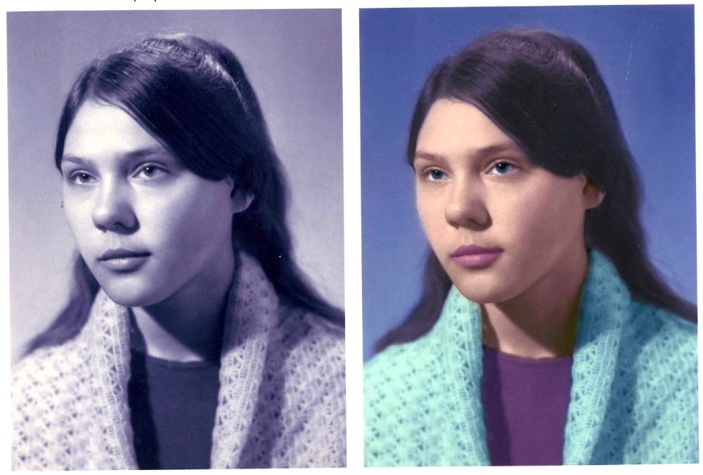 Переведение фотографии из чёрно-белой в цветную